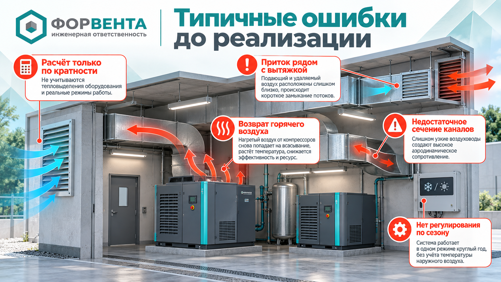 Типичные ошибки вентиляции в компрессорной