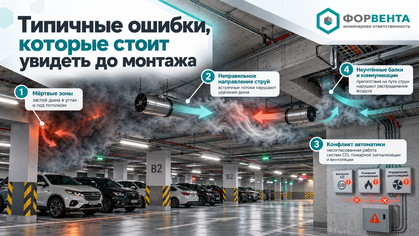 Типичные ошибки проекта вентиляции паркинга